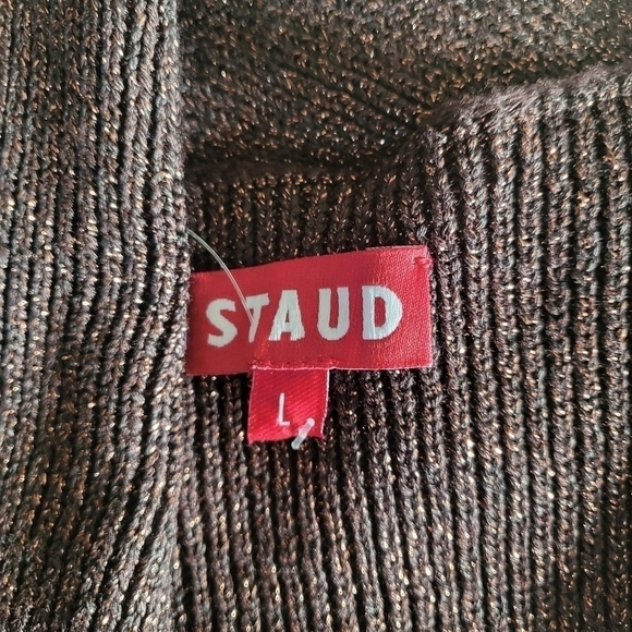 New Staud Cerro Metallic Brown Sweater Top Size Large - Picture 14 of 16